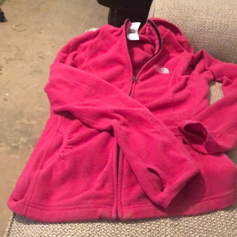 Bright pink north face.